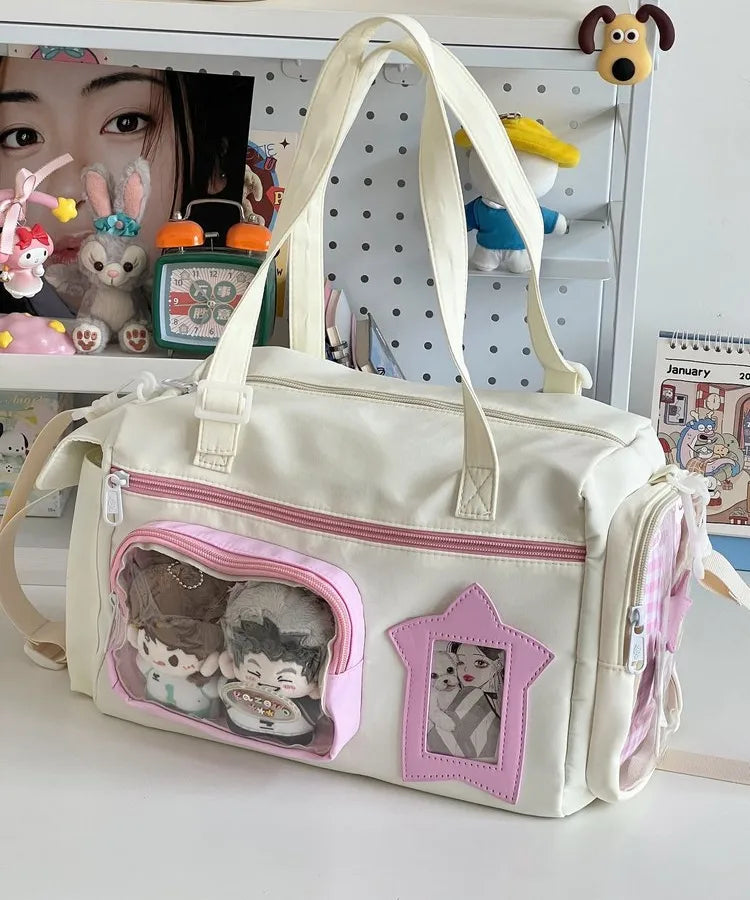 New-Style Fresh and Cute Anime Pain Bag for Girls, Lightweight Portable Shoulder Crossbody Bag, Large Capacity Commuter Travel Bag