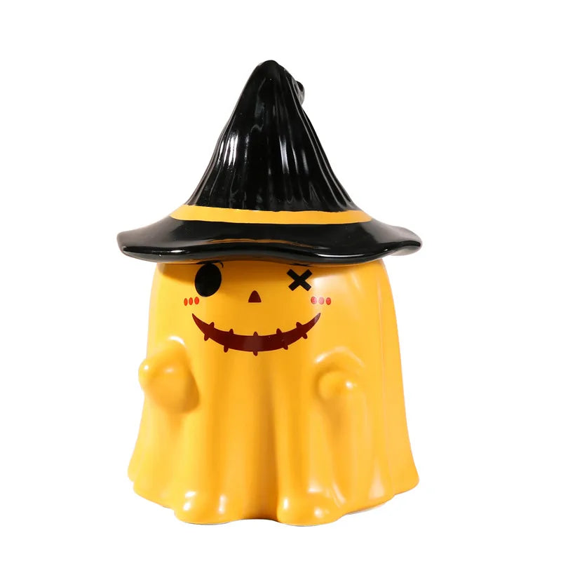 Creative Ghost Ceramic Mugs Halloween Office Coffee Cups With Lid Personalized Funny Water Cups Cartoon Style Gift Ideas