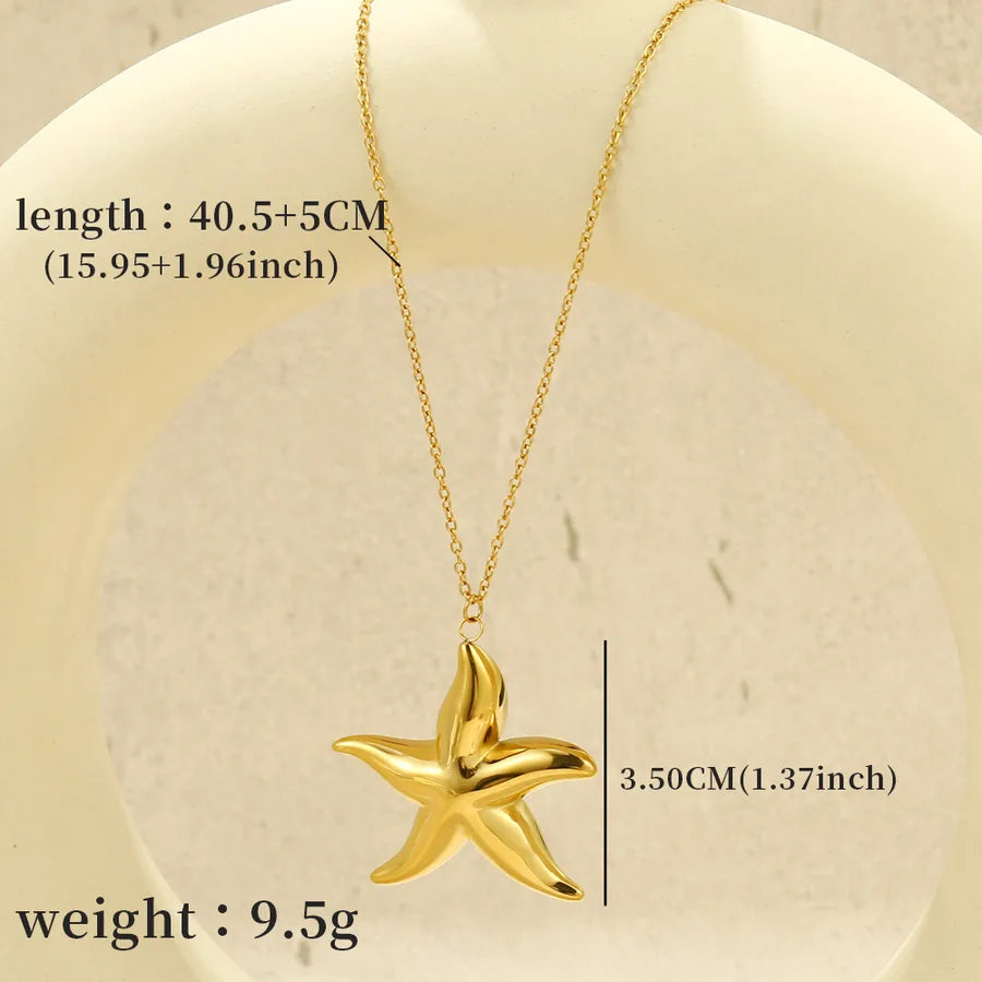 Wholesale Jewelry Modern Style Sweet Starfish 304 Stainless Steel cable chain Pendant Necklace