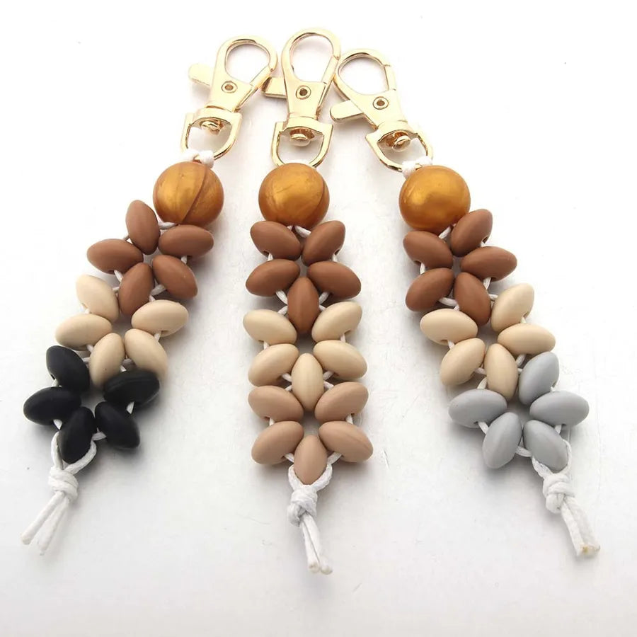 Modern Style Geometric Silica Gel Beaded Unisex Keychain