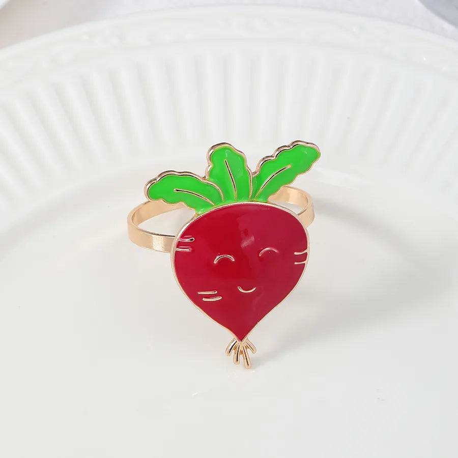 Cute Pastoral Corn Eggplant Vegetable Alloy Napkin ring 1 Piece