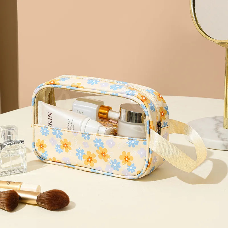 cute pastoral solid color pu leather makeup bags