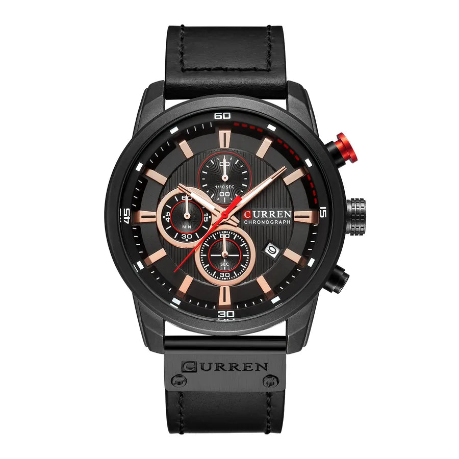 fashion solid color buckle quartz men's watches