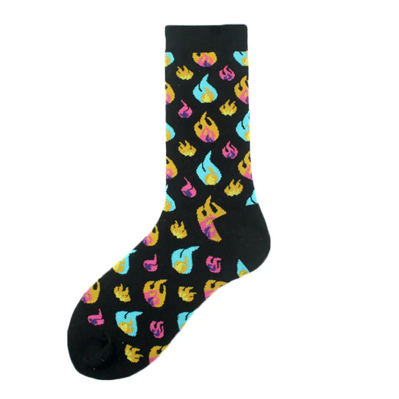 men's casual geometric cotton crew socks a pair