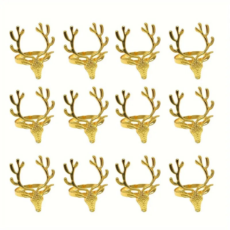 Fashionable Electroplated Christmas Deer Head Sacrificial Festival Sheep Head Bull Head Iron Napkin Rings  Style