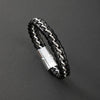 Vintage Style Classic Style Cross Pu Leather Titanium Steel Woven Chain Wrap Bracelets Wholesale