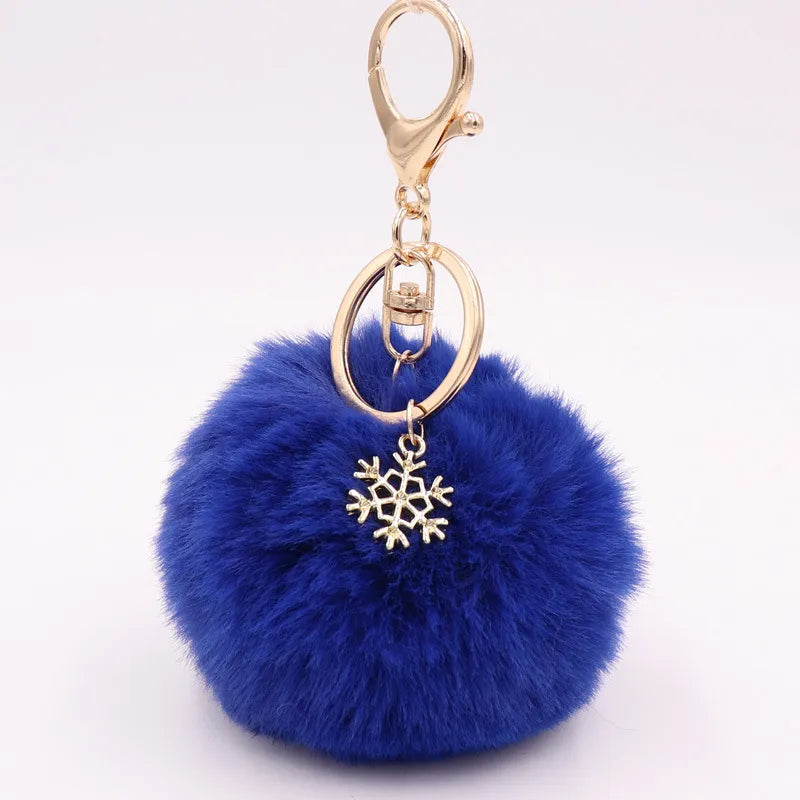 fashion snowflake alloy plush unisex bag pendant keychain 1 piece