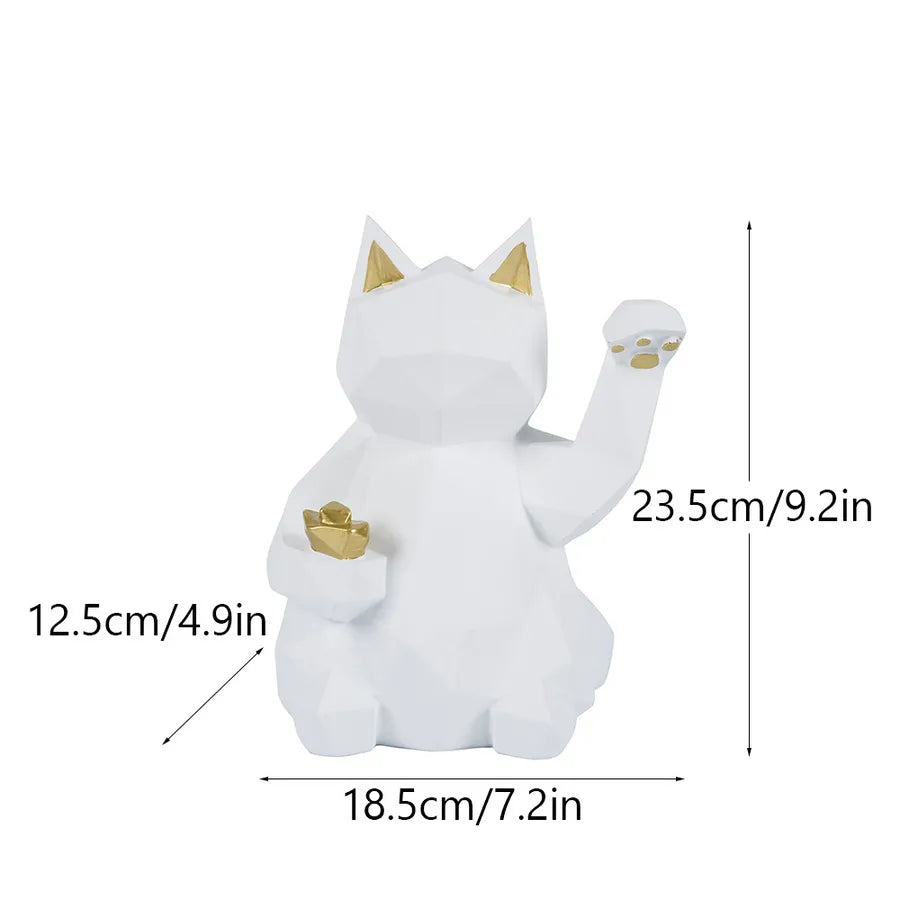 creative geometric lucky cat resin decoration ornaments shop feng shui home living room desktop ornaments crafts