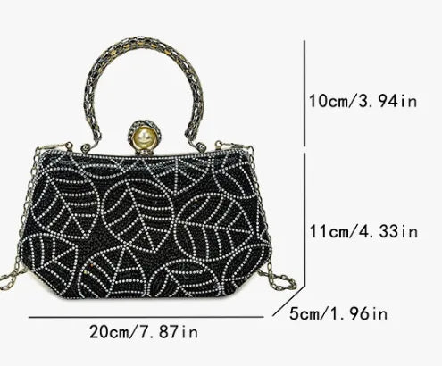 Fashionable Diamond Embedded Retro Evening Bag Women's Crossbody Chain Box Bag Special Shape Material Box Style Single Shoulder Strap