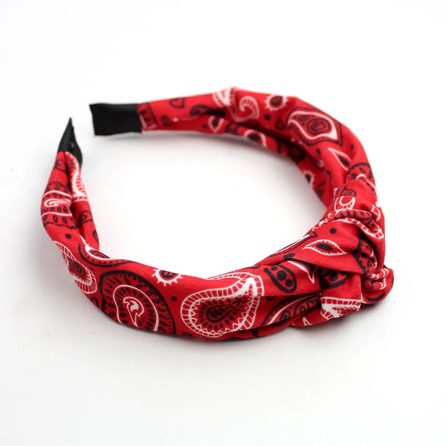 Equestrian Headband Western Cowboy Hair Accessories Cashew Flower Knotted Headband French Classic Elegant Headwear