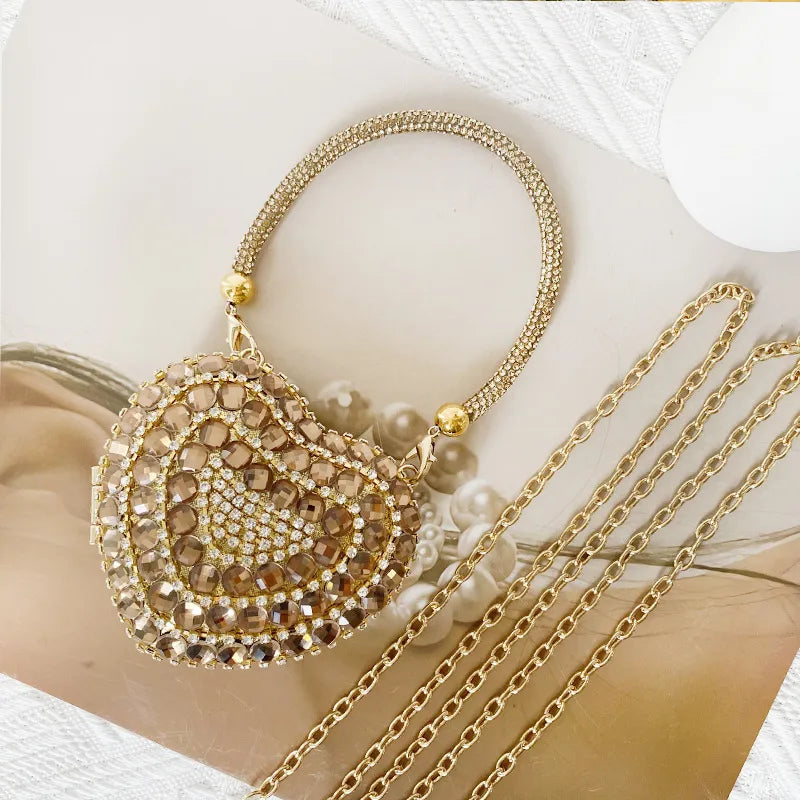 Rhinestone Glass Heart Shape Heart-shaped Evening Bags