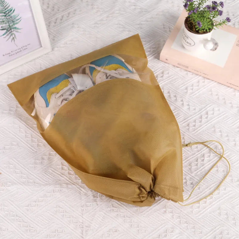 Spot Non-woven Shoe Bag Travel Dustproof Bundle Pocket Clothes Shoes Storage Bag Seasonal Shoes Drawstring Bag Household