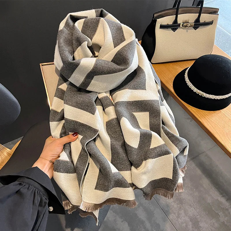 women's retro simple style geometric polyester scarf