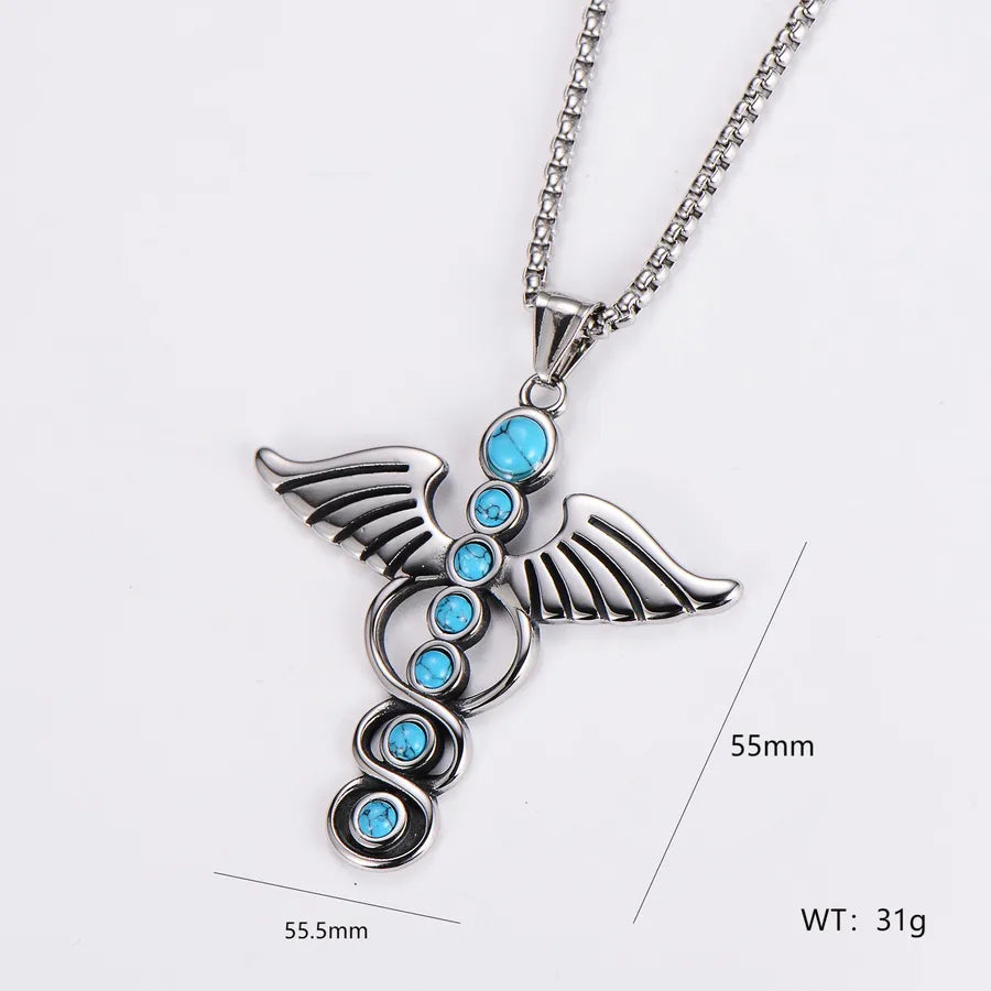 Wholesale Jewelry Retro Punk U Shape Round 304 Stainless Steel Pendant Necklace box chain
