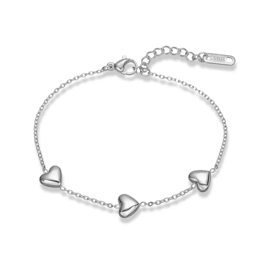 Retro Simple Style Heart Shape 304 Stainless Steel cable chain Bracelets In Bulk