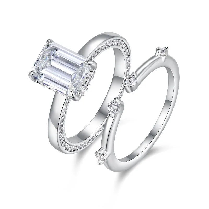 Moissanite 925 Sterling Silver Rings Geometric Rings