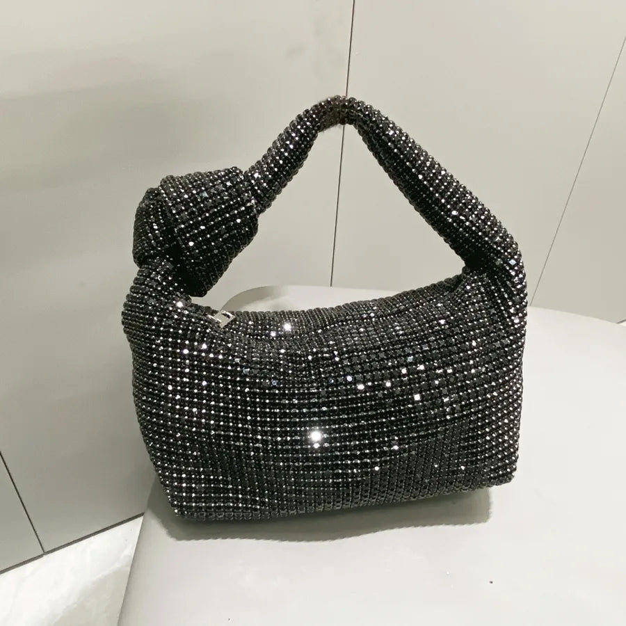 Women's Arylic Rhinestone Solid Color Streetwear Square Zipper Underarm Bag