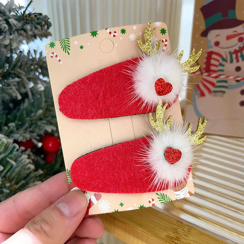 Sweet Cute Christmas Butterfly Knot Hair Clip For Girls Children's Holiday Snowman Tree Hair Accessories Festive Headwear