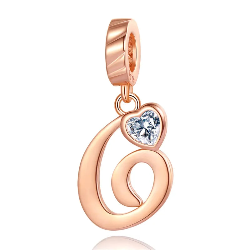 Ornament Letter Pendant S925 White Copper Rose Gold Necklace Pendant Diy Bracelet Charm Cross-Border Hot Sale Accessories