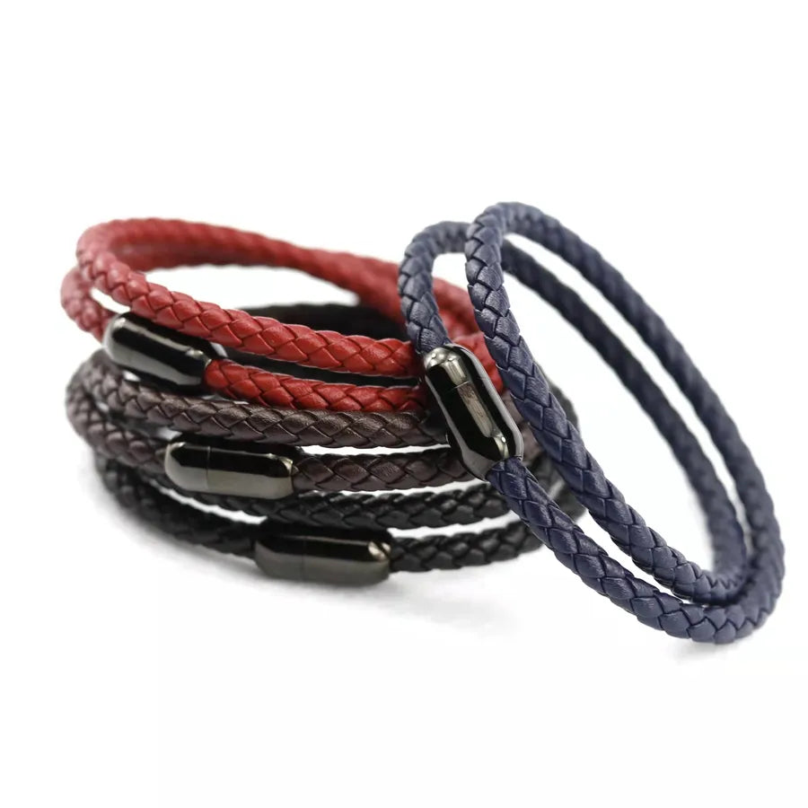 hot supply stainless steel Simple Men's woven double-layer bracelet personality strong magnetic all kinds of titanium steel bracelet wholesale