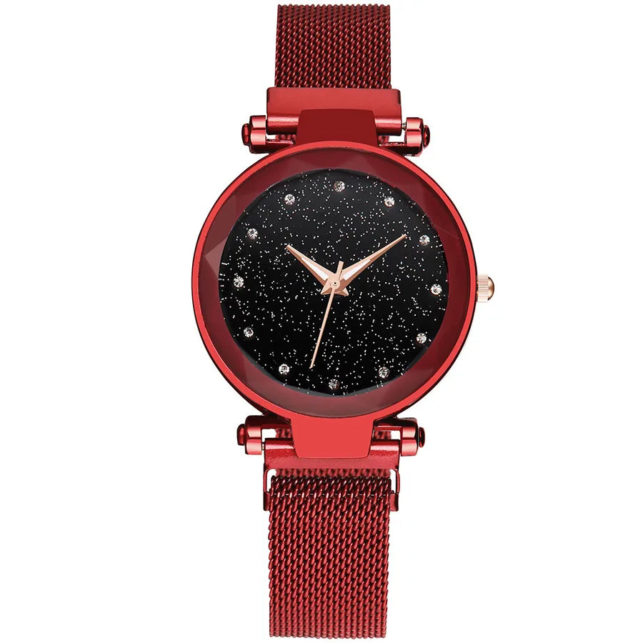 fashion starry sky surface magnet with quartz ladies bracelet watch   rhinestone watch wholesale nihaodropshipping