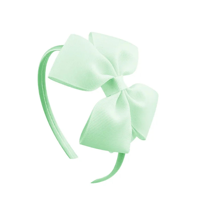Popular  Kidsren's Pure Color Ribbed Rainbow Bow Head Buckle Small Fresh Versatile Girl Headband Hot Sale