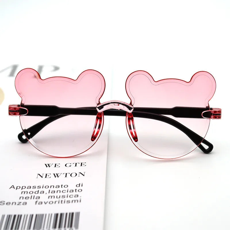 Cartoon Style Cute Sweet Bear PC UV400 Protection Special-Shaped Mirror Frameless Kids Sunglasses