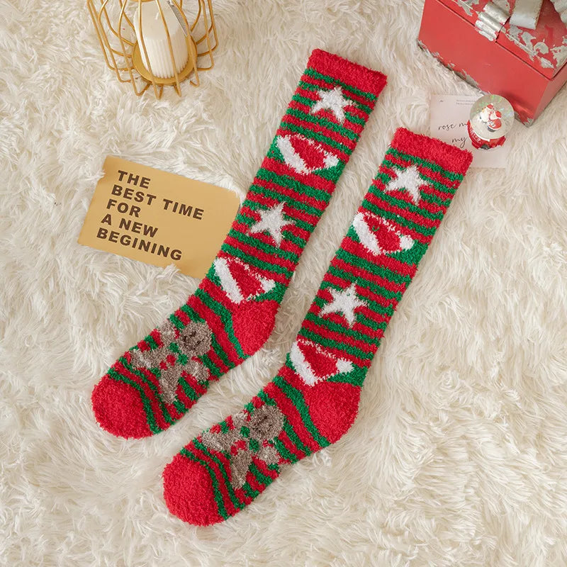 Christmas Christmas Women's Cartoon Polyester Jacquard Crew Socks A Pair
