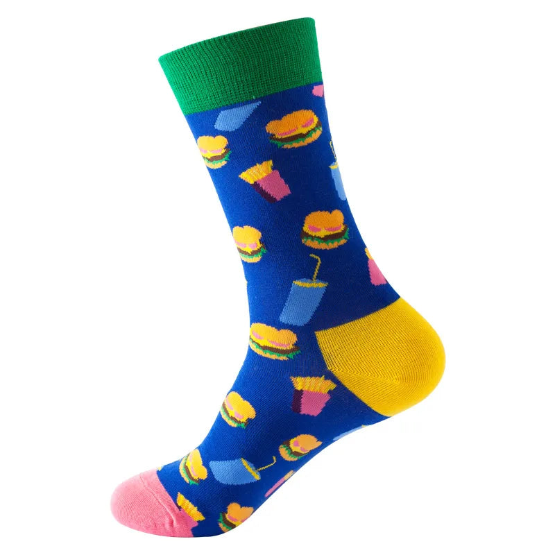 Unisex Cute Hamburger French Fries Watermelon Cotton Jacquard Ankle Socks A Pair