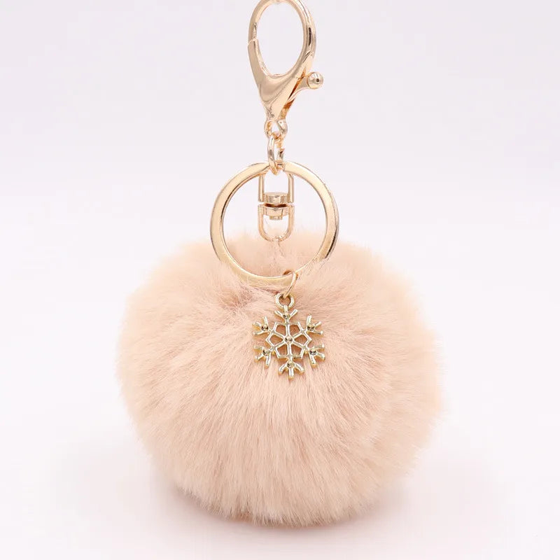 fashion snowflake alloy plush unisex bag pendant keychain 1 piece