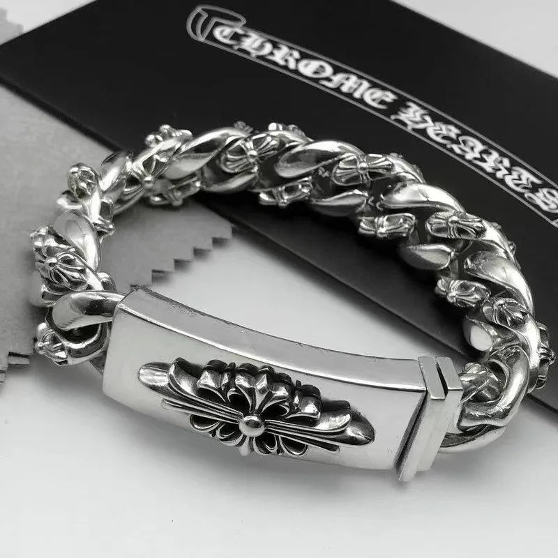 Aggressive Cross Bracelet Men's Trendy  Retro Bracelet Thick