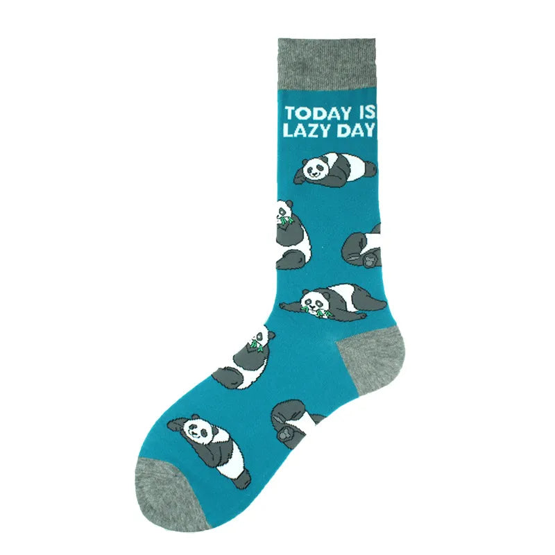 men's fashion cartoon nylon cotton printing crew socks a pair