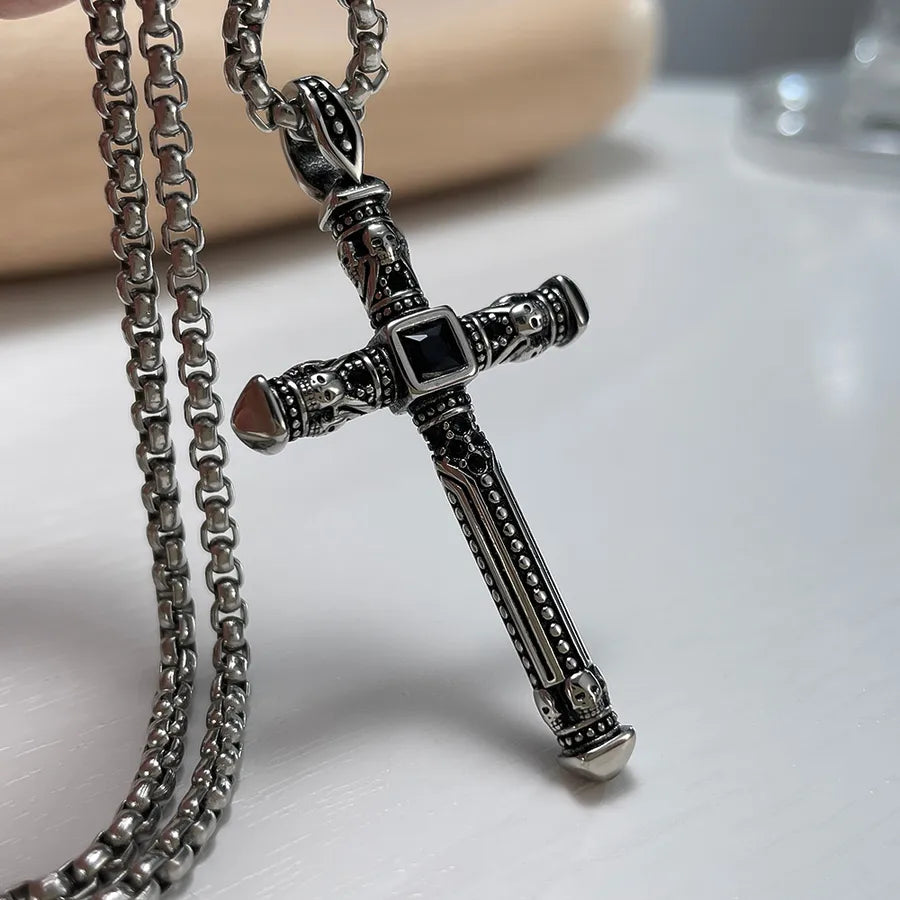hip-hop cross stainless steel pendant necklace