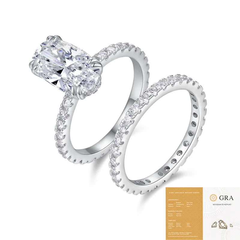 Moissanite 925 Sterling Silver Rings GRA Certificate Geometric Rings