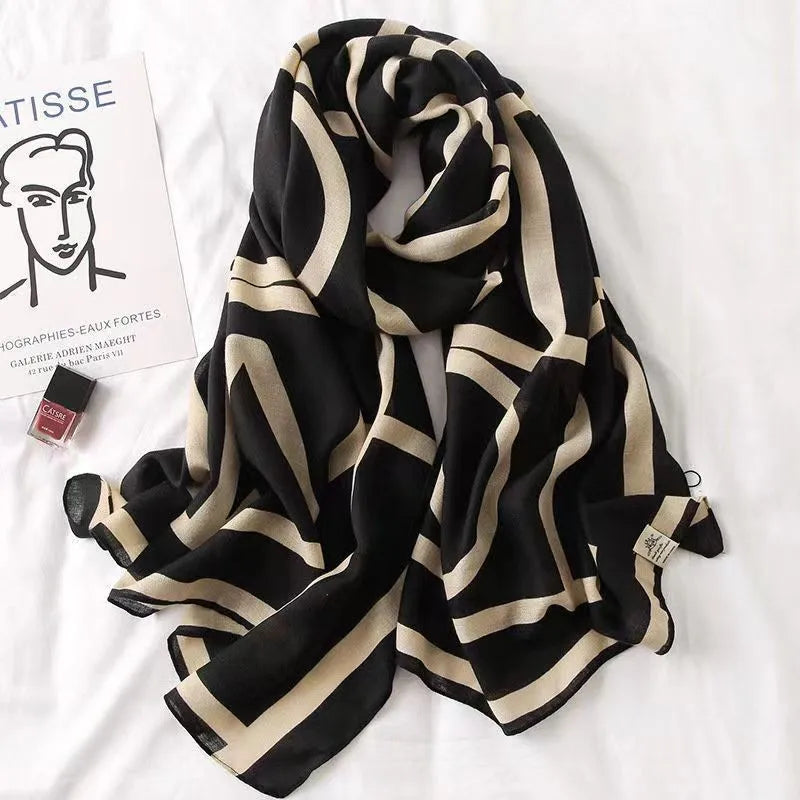 women's fashion star heart shape cotton and linen printing cotton linen scarves