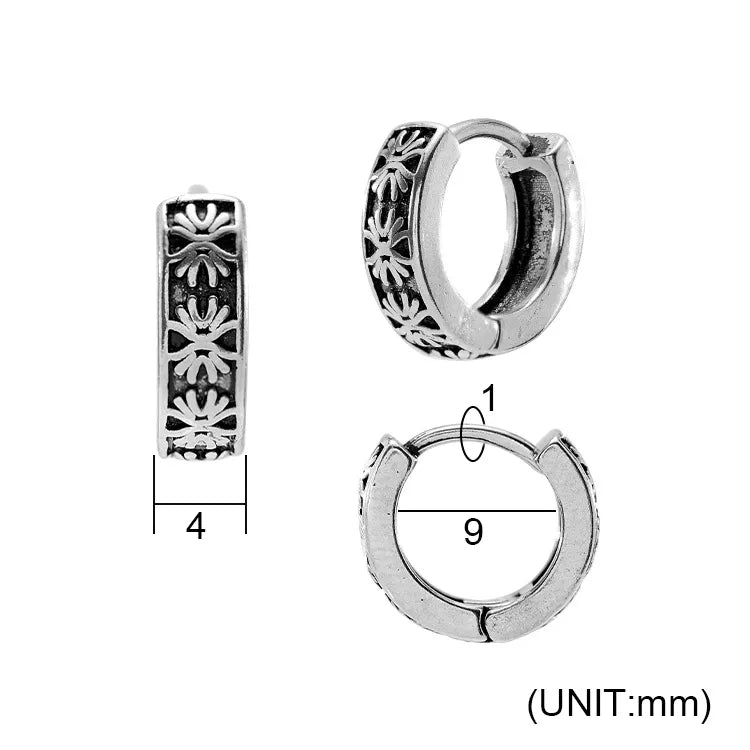 1 Piece Retro Punk Geometric 316 Stainless Steel  Hoop Earrings
