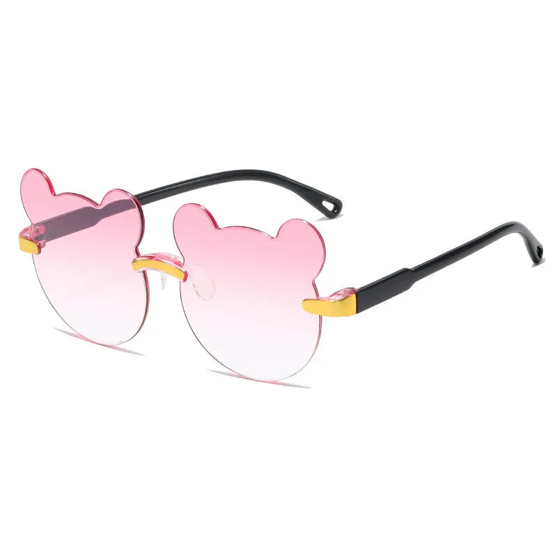 Cartoon Style Cute Sweet Bear PC UV400 Protection Special-Shaped Mirror Frameless Kids Sunglasses