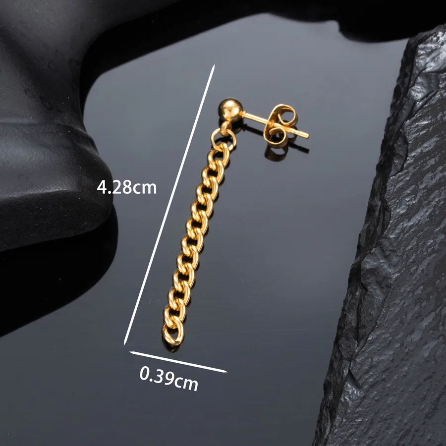 1 Piece Hip-Hop Simple Style chain Chain 316 Stainless Steel  Drop Earrings