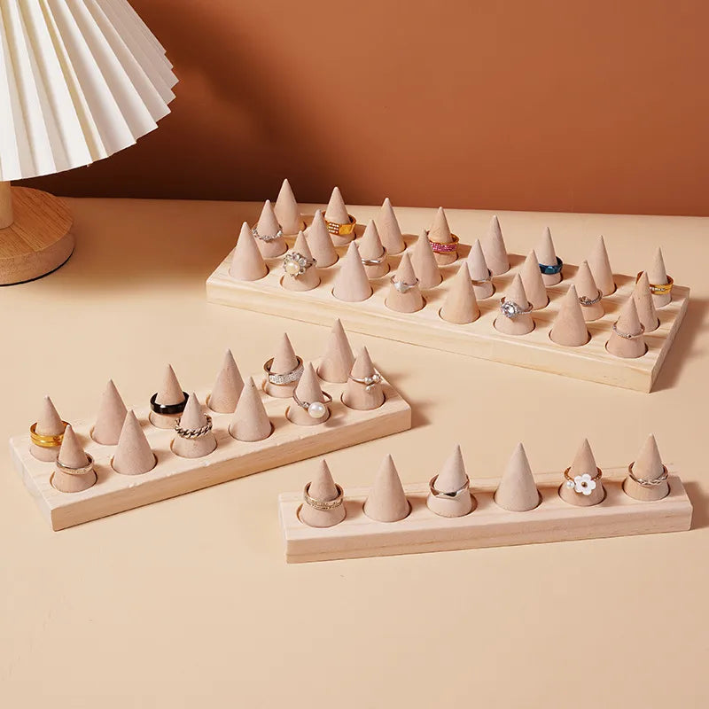 Simple Style Solid Color solid wood Jewelry Display