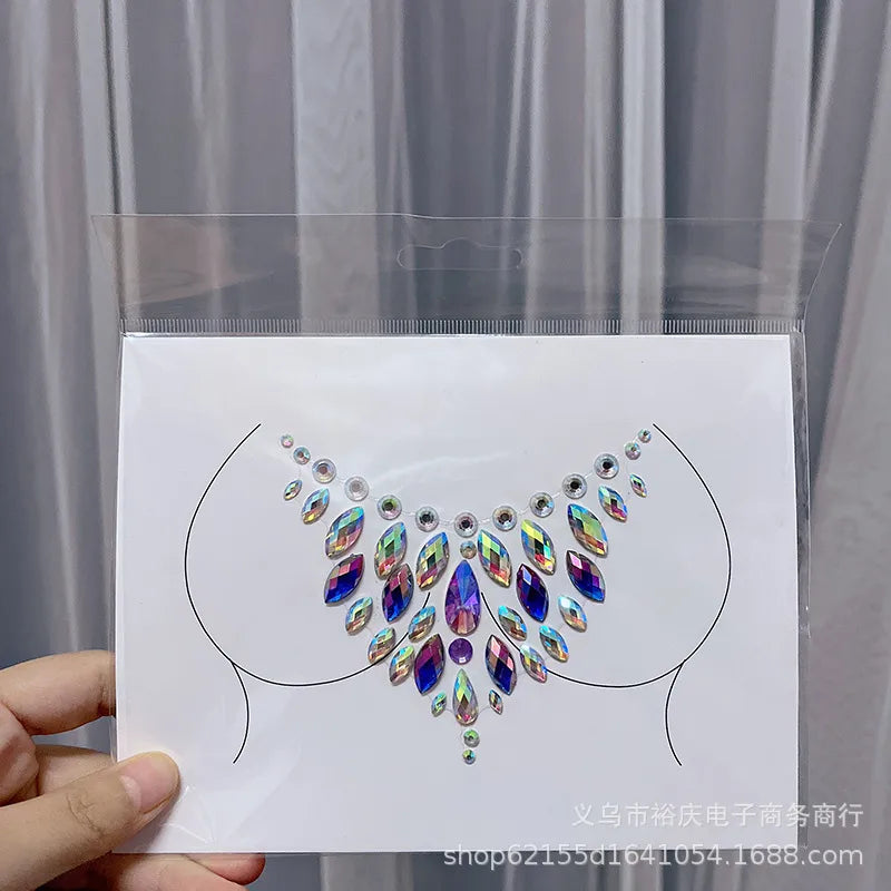 Halloween face stickers chest stickers body tattoo stickers resin acrylic Diamond stickers   tattoo stickers wholesale
