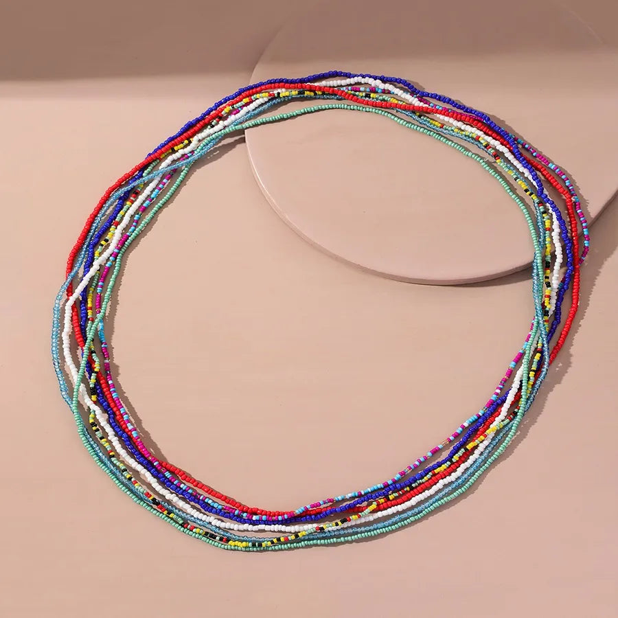 simple style round glass beaded women's waist chain