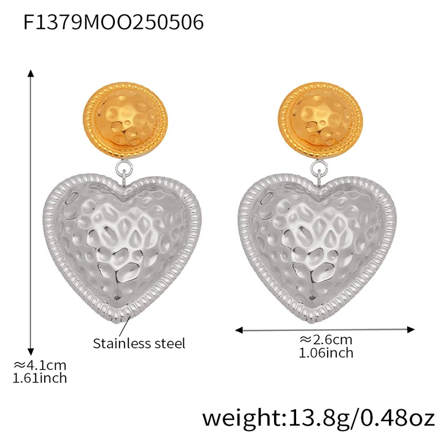 Elegant Luxurious Vacation Heart Shape Plating 304 Stainless Steel 18K Gold Plated Earrings Ear Studs