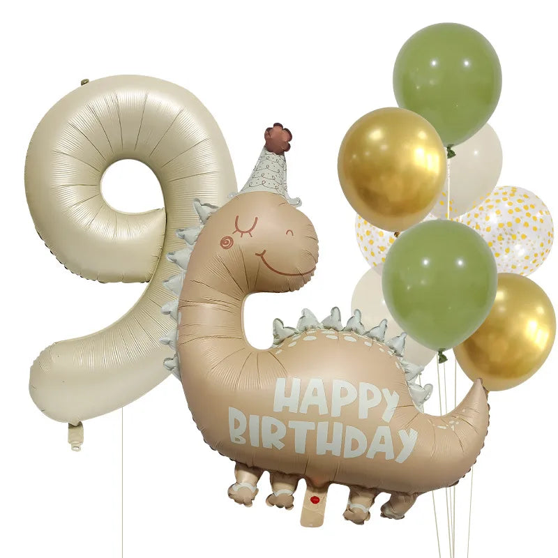 Birthday Cartoon Style Dinosaur Number Aluminum Film Home Birthday Festival Balloons
