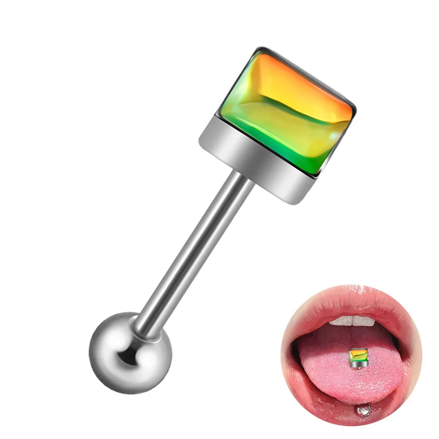 1 Piece Lip Rings Hip-Hop Cool Style Triangle Geometric Water Droplets 304 Stainless Steel Enamel Tongue Rings