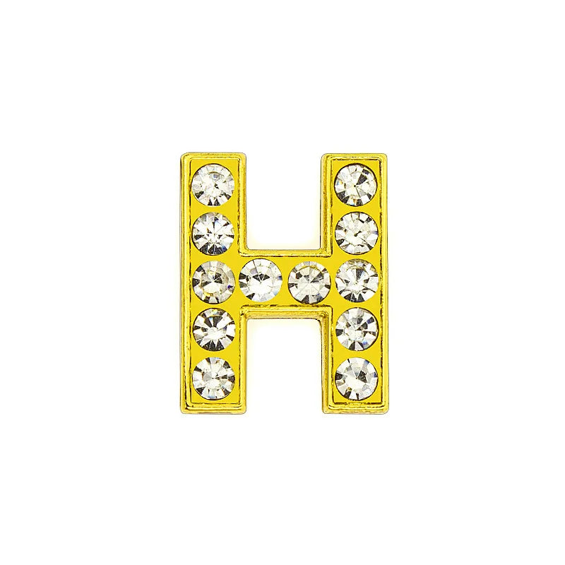 1 Piece 12mm Hole 6~9.9mm Alloy Rhinestones Letter DIY Ornament Accessories Beads