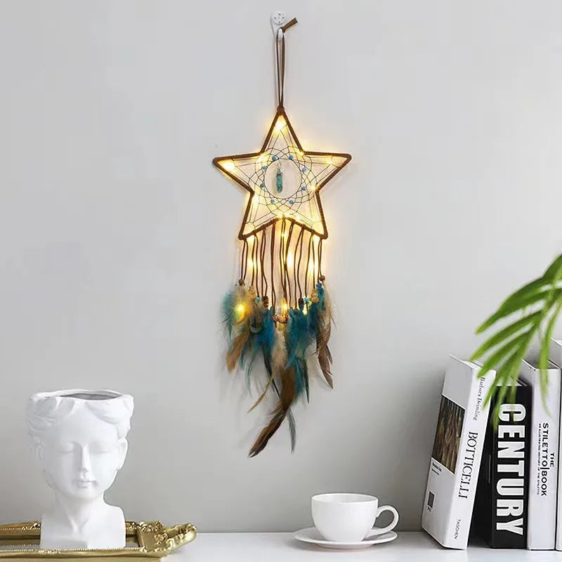 retro romantic pastoral star moon feather pendant artificial decorations
