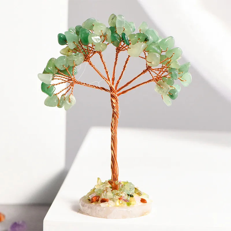 Classical Simple Style Tree Crystal Agate copper wire Ornaments Artificial Decorations