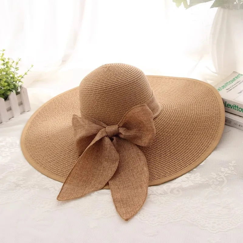Women's Vacation Modern Style Bow Knot Big Eaves Straw Hat