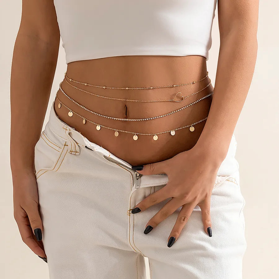 multi-layer tassel sequined metal waist beach rhinestone alloy body chain