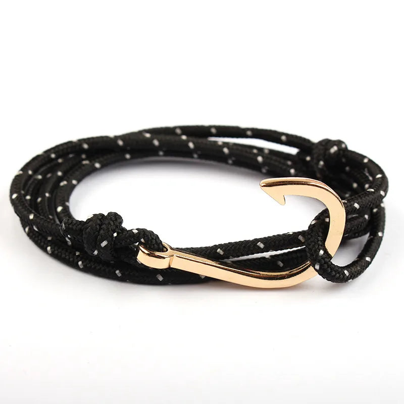 Casual Simple Style Fishhook Alloy rope Layered Unisex Bracelets